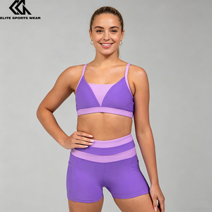 <strong>Purple</strong> Training Wear Color-blocked Athletic Wear Dance Academy <strong>Crop</strong> <strong>Top</strong> and Short - Product Image 1