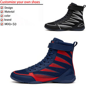 Chaussures <span class=keywords><strong>de</strong></span> lutte en cuir et maille à lacets pour hommes, style personnalisé, pour enfants - Chaussures <span class=keywords><strong>de</strong></span> course légères, respirantes et antidérapantes pour le kickboxing - Product Image 1