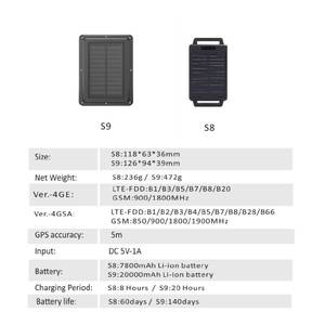 TKSTAR <span class=keywords><strong>S8</strong></span> S9 4G LTE GPS Traceur solaire étanche avec géo-clôture, application iOS, collier pour animaux, GLONASS Beidou <span class=keywords><strong>GSM</strong></span> GPRS LBS Positionnement - Product Image 6