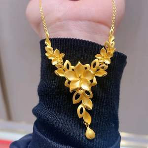 Collar Clásico de Flores y Luna, Serie GOODCARE, Diseño de Jazmín, Dorado, Moda Minoritaria, Regalo de Lujo Ligero - Product Image 5