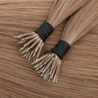 Extensions de cheveux vierges Remy doublement étirés, alignées sur les cuticules, flexibles, avec pointe F-Top et embout nano en plastique noir, modèle 2026, vente chaude