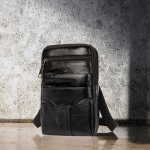 Sac à bandoulière d'affaires en cuir véritable avec fermeture éclair, haute qualité, imperméable, durable, multi-poches, petit format, en polyester - Product Image 2