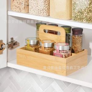 Wooden <b>Storage</b> <b>Tray</b> Rectangle 4-7 Compartments Portable For Kitchen Home Restaurant Desktop Use - Product Image 2