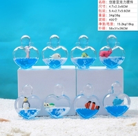 Objet décoratif Cœur d'amour imprimé à l'huile Série Océan - Bateau flottant dans du sable liquide sur table - Cadeau créatif en acrylique