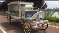 Cercueil/voiture funéraire à chevaux noir moderne, carrosse funéraire noir à chevaux George Antique Glass Coach