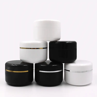 Pots de crème cosmétique au beurre corporel en plastique PP blanc noir à large bouche 30g 50g 100g 200g 250g 8oz avec couvercles à bord argenté doré