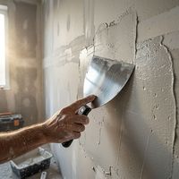 Couteau à plâtrer professionnel en acier inoxydable avec manche ergonomique noir et trou de suspension pour la construction