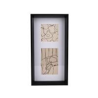 Cadre photo en MDF à deux ouvertures avec passe-partout blanc, cadre photo vertical en bois profond pour décoration murale