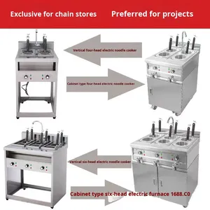 Cuisinière à nouilles commerciale de table, de type armoire, à gaz et électrique, avec fonction multi-trous et machine à fondue épicée - Product Image 3