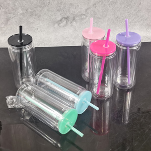 12Oz 16Oz 20Oz Acrylic Nhựa Tuyết Globe Bia Có Thể Đôi Tường Pre-Khoan Rõ Ràng Long Lanh Snowglobe Nhựa Tumblers Cup Với Nắp - Product Image 2