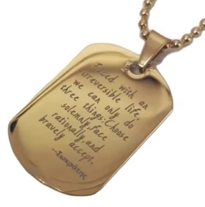 Gravierte Philosophie Wörter personal isierte Edelstahl quadratischen Charme 18 Karat Gold Schmuck Rechteck Anhänger Tags Halskette Frauen Männer - Product Image 1