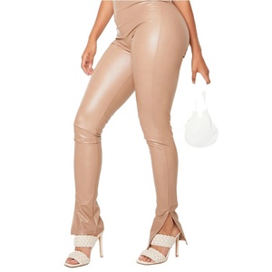 Pantalon slim en Faux <span class=keywords><strong>cuir</strong></span> Pu pour femme, taille élastique, avec ourlet <span class=keywords><strong>fendu</strong></span>, slim, nouveauté mode - Product Image 5