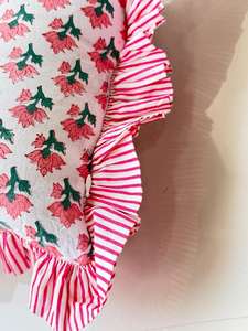 Handmade Bohemian Cotton Frill Cushion Cover Indian Block Print Floral <b>Throw</b> <b>Pillows</b> Luxury Raffle Ruffled <b>Pillow</b> Covers - Product Image 5