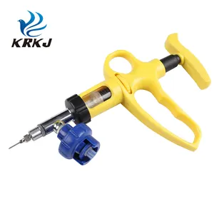 CETTIA KD109B adjustable 5CC veterinary continuous metal oral syringe injector with bottle adaptor for animal