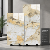 Carrelage en porcelaine veinée or blanc 750x1500mm, aspect marbre Calacatta Gold moderne et luxueux, pour sol et mur, épaisseur 10mm, doré métallique