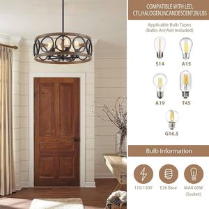 American Retro moderno pendente di casa <span class=keywords><strong>luce</strong></span> nera lampadario in legno grano di metallo per cucina camera da letto ristorante illuminazione centrale - Product Image 3