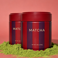 Boîte en fer blanc ronde de 30g, écologique, personnalisable avec étiquette privée, pour café et thé matcha, avec couvercle à vis, vente en gros