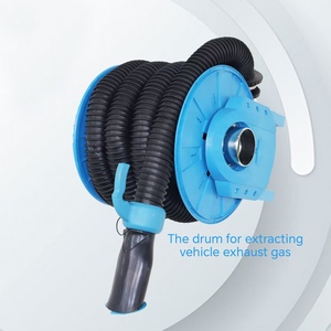 Dérouleur de tuyau d'échappement manuel industriel à ressort, <span class=keywords><strong>plaque</strong></span> en fibre de verre PPS, tuyau en caoutchouc résistant à 200 degrés, souffleur d'air en option - Product Image 1