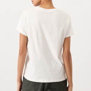OEM Custom 100% Cotton Loose Fit V-Neck Solid Plain T-Shirts for Women With <b>Printed</b> Logo - Product Image 2