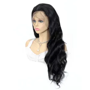Toptan İsviçre dantel ön peruk önceden kopardı siyah kadınlar için ham hint saç manikür hizalanmış dantel ön peruk doğal vücut dalga