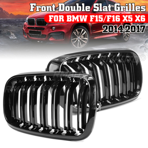 กระจังหน้ารถยนต์แบบ 2 แถบ สีดำเงา สำหรับ BMW F15 F16 X5 X6 ปี 2014 2015 2016 2017 จำนวน 2 ชิ้น แต่งหน้ารถยนต์ กระจังหน้ากันชนหน้าแบบสปอร์ต - Product Image 1
