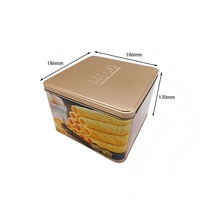 Boîte à gâteau dorée en gros d'usine, boîte métallique personnalisée de qualité alimentaire pour biscuits, chocolat et stockage alimentaire