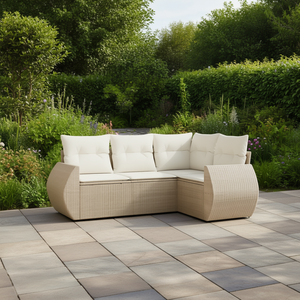 Ensemble de canapés de jardin en rotin beige avec structure en acier thermolaqué, mobilier d'extérieur au design contemporain - Product Image 2