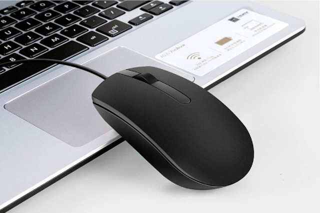 New for Dell MS116 USB Black Optical Wired Mouse 1000 DPI