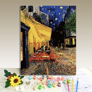Peinture à l'huile DIY par numéros, thème Café de rue, sur toile, pour décoration murale et œuvre d'art à domicile - Product Image 1