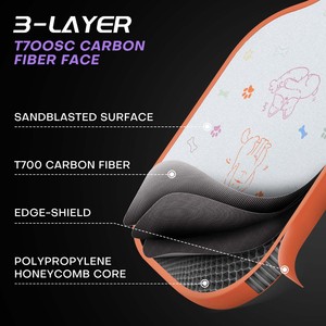 Paleta de Pickleball de Fibra de Carbono Estilo 2026 de 16 mm |   Paleta Profesional Aprobada por la USAPA con Núcleo de Panal, Sin Bordes e Impermeable - Product Image 5