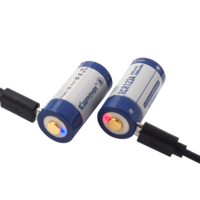 Keeppower P1634U1 RCR123A Micro USB 16340 3.0V 860mAh Protedted Batterie Lithium Rechargeable en paire