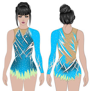 Tuta da ginnastica per ragazze ad alta elasticità con motivo rosa viola Design a una manica e strass a linea bianca - Product Image 4