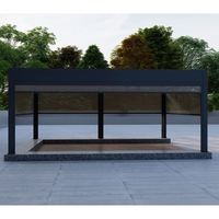 Kits de pergola de jardin sur mesure de fabricants chinois, cadre en acier galvanisé noir, support en fer, finition peinte en poudre