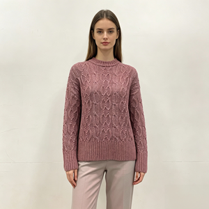 Suéter de Punto Grueso Rosa de Manga Larga para Mujer, de Alta Calidad, Personalizado OEM y ODM, Venta al Por Mayor, Estilo Casual - Product Image 1