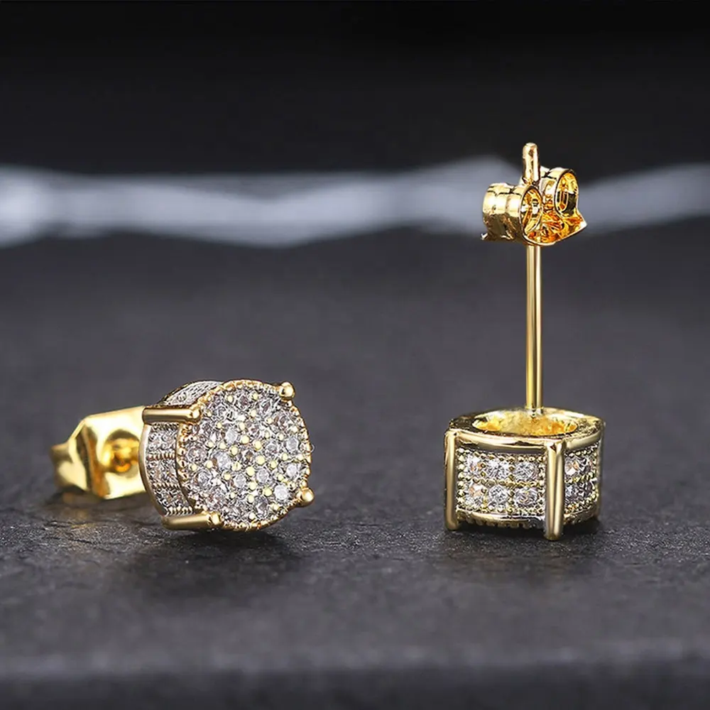 Brincos de zircônias com diamantes CZ para homens e mulheres, brincos de cor prata e ouro da moda por atacado