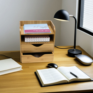 Piccolo Organizzatore da Scrivania <span class=keywords><strong>in</strong></span> Bambù con 3 Cassetti e Ripiano <span class=keywords><strong>per</strong></span> Gioielli, Casa, Ufficio, Scuola - Organizzazione Multiuso - Product Image 2
