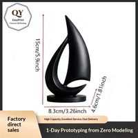 Décoration d'intérieur abstraite en forme de voilier, statue nautique minimaliste, figurine de voilier noir et blanc pour la présentation sur table, décoration de salon