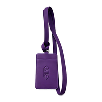 Porte-cartes multifonctionnel tendance violet avec longue sangle, étui de protection simple