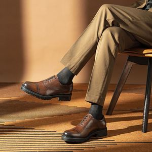 Fall New Style Top-Grain Cowhide Men's Business & Formal <b>Shoes</b> Wedding Dress <b>Shoes</b> <b>Height</b> <b>Increasing</b> Waterproof & Breathable - Product Image 5