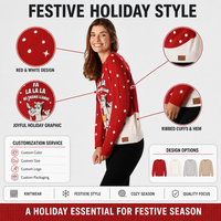 Pull décontracté anti-rides pour femme, motif animalier de Noël, col rond, jacquard amusant, mouton, âne, tricoté à manches longues