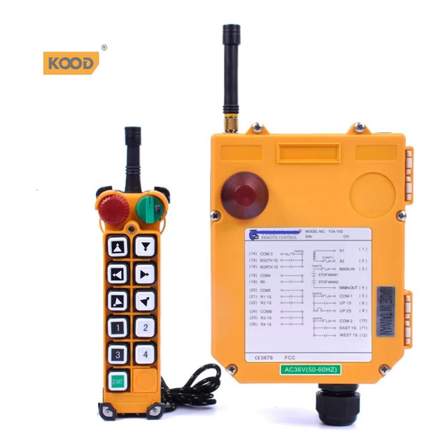 Industrial 4-Button Alloy Steel 24V Radio Remote Control Crane Transmitter Receiver Fixed Code FCC CE Construction Machinery