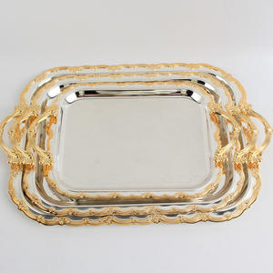 ถาดเสิร์ฟโลหะ ถาดเสิร์ฟโลหะดีไซน์หรูสำหรับใช้ในบ้านหรือร้านกาแฟ - Product Image 4