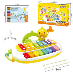 Tambour éducatif 2-en-1 en plastique coloré, jouet <span class=keywords><strong>de</strong></span> dessin animé pour enfants <span class=keywords><strong>de</strong></span> <span class=keywords><strong>18</strong></span> <span class=keywords><strong>mois</strong></span> et plus, <span class=keywords><strong>instrument</strong></span> à frapper avec 8 gammes sonores, vente chaude - Product Image 2