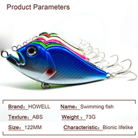 Leurre de pêche VIB The Brave, type Swimbait Stickbait, coulant, en ABS, 122mm 73g, pour Cabillaud, Bar, Truite, Marlin, en rivière, lac et ruisseau