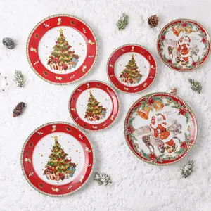 2024 individuelles Weihnachtsessen Set neu im Weihnachtsstil Keramik-Weihnachtsgerichte und -Teller für den Heim- und Restaurantgebrauch