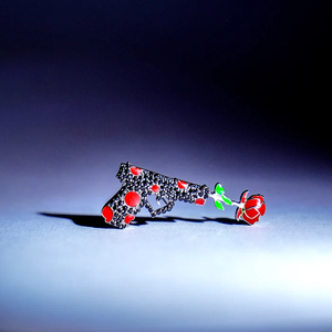 Pendentif Glock à pois, bijou de luxe urbain contrasté, alliant esthétique romantique et douceur - Product Image 2