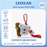 Porte-clés en peluche Koala mignon, animal australien de dessin animé, pendentif de sac avec tronc d'arbre et bandana à carreaux, breloque de sac à dos, cadeau