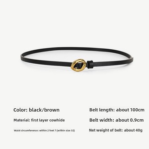 Nuevo Cinturón Delgado para <span class=keywords><strong>Mujer</strong></span>, Ajustable, Simple, Versátil, Retro, con Hebilla de Aleación - Product Image 3