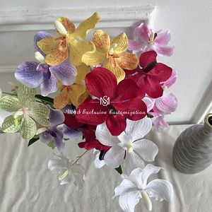 5 teste di orchidee <span class=keywords><strong>Vanda</strong></span>, composizioni floreali per matrimoni con Phalaenopsis, orchidee a farfalla, fiori artificiali di Phalaenopsis e <span class=keywords><strong>Vanda</strong></span> - Product Image 4
