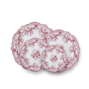 Surtido de Platos de Porcelana Elegantes con Escenas Florales Artísticas en Verde para Arreglos de Mesa de Boda con Espíritu Libre - Product Image 2